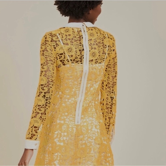 ModCloth Yellow Crochet Lace Satin Collar Dress size Medium - Picture 15 of 15